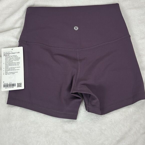 NWT Lululemon Align High Rise Short 4" Grape Thistle Size 6